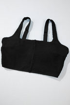Colorblock Corded Top & High Waist Bikini Set
