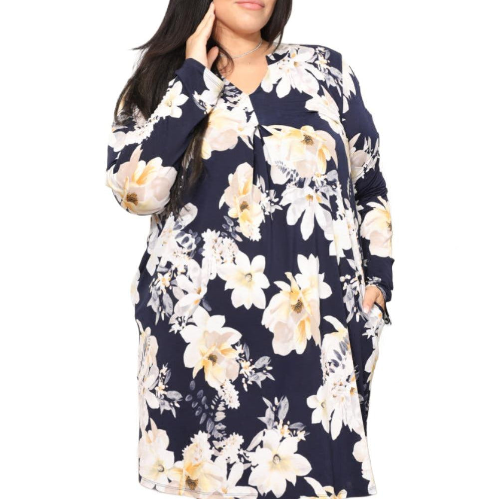 Women's Dresses Sew In Love Full Size Flower Print Shirt Dress