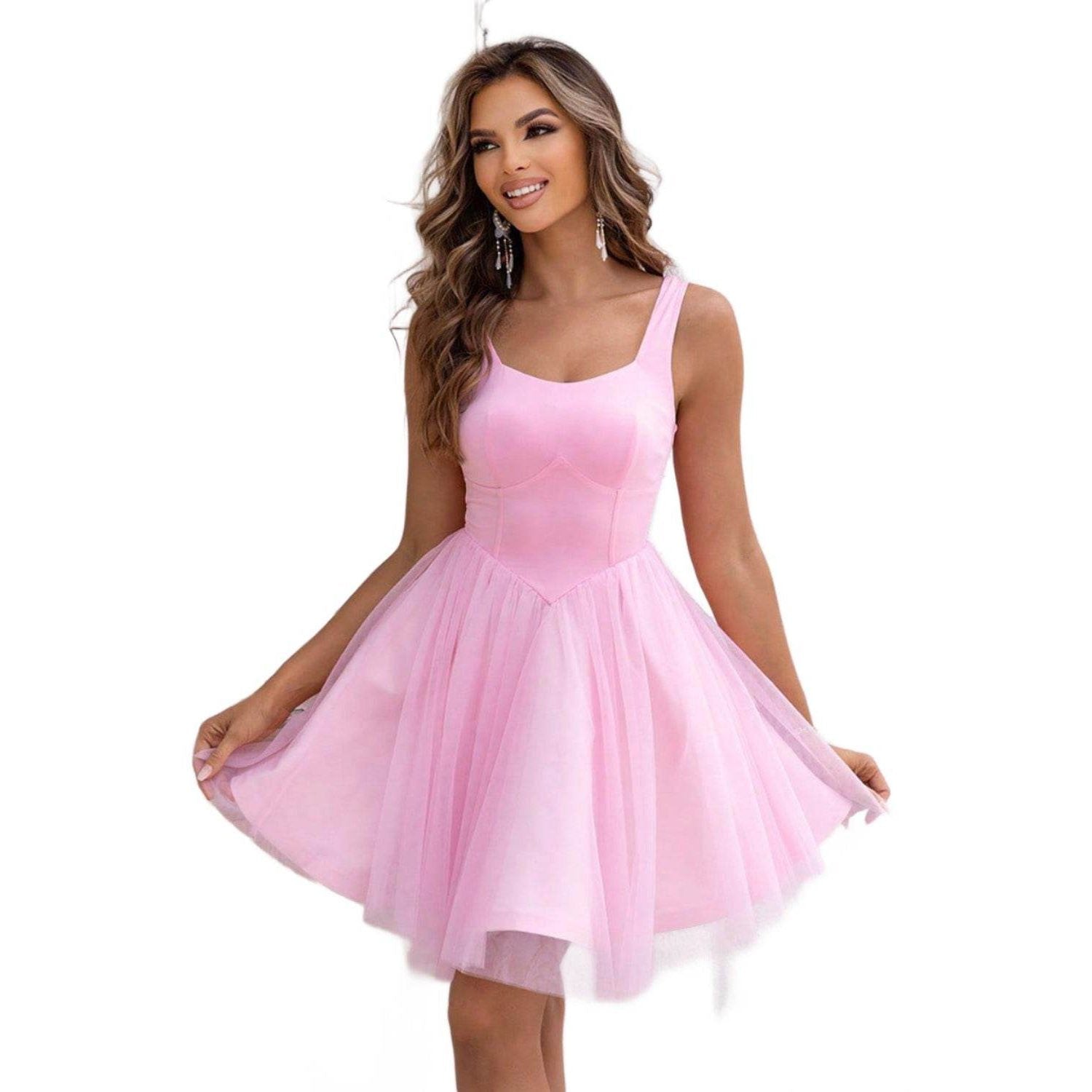 Wide Strap Mesh Dress - VacationGrabs