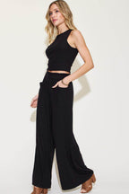 Basic Bae Full Size Ribbed Tank and Wide Leg Pants Set - VacationGrabs