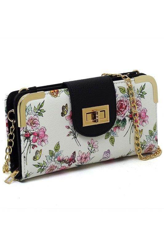 Fashion Turn Lock Crossbody Wallet - VacationGrabs