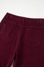 Solid Corduroy High Waist Wide Leg Pants