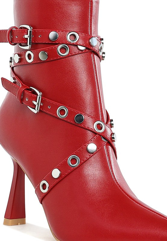 Women's Shoes - BootsJaunts Eyelets & Studs Harness Ankle Boots - VacationGrabs