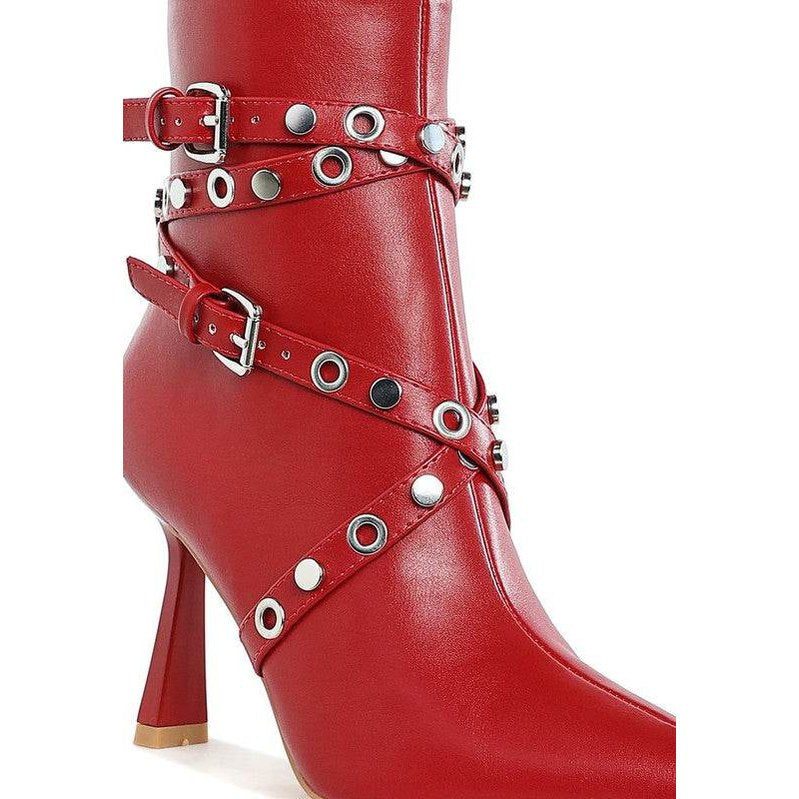 Jaunts Eyelets & Studs Harness Ankle Boots - VacationGrabs