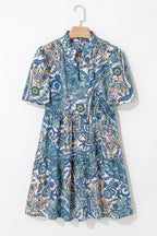 Floral Boho V-Neck Short Sleeve Mini Dress