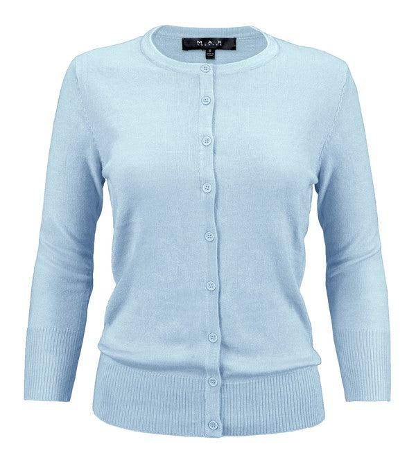 Crewneck Button Down Knit Cardigan Sweater - VacationGrabs