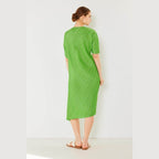 Pleated Dolman Sleeve Dress - VacationGrabs