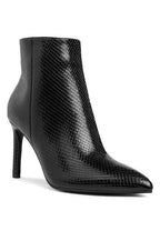 Rag Company textured stiletto heel ankle boots in black with a sleek, shiny finish