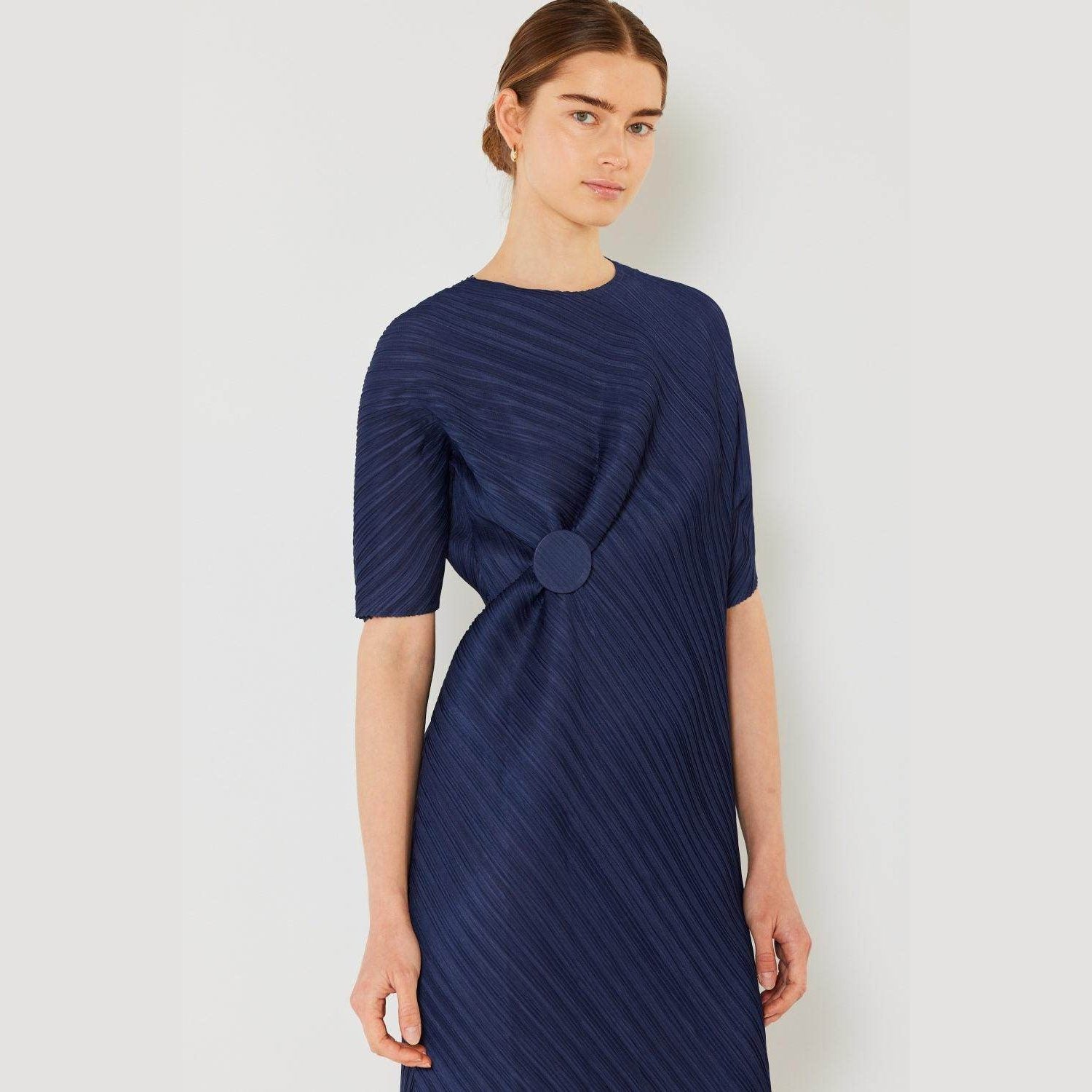 Pleated Dolman Sleeve Dress - VacationGrabs
