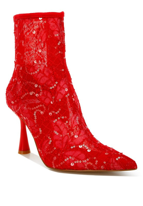 Women's Shoes - BootsSamia Sequin Lace Boots - VacationGrabs