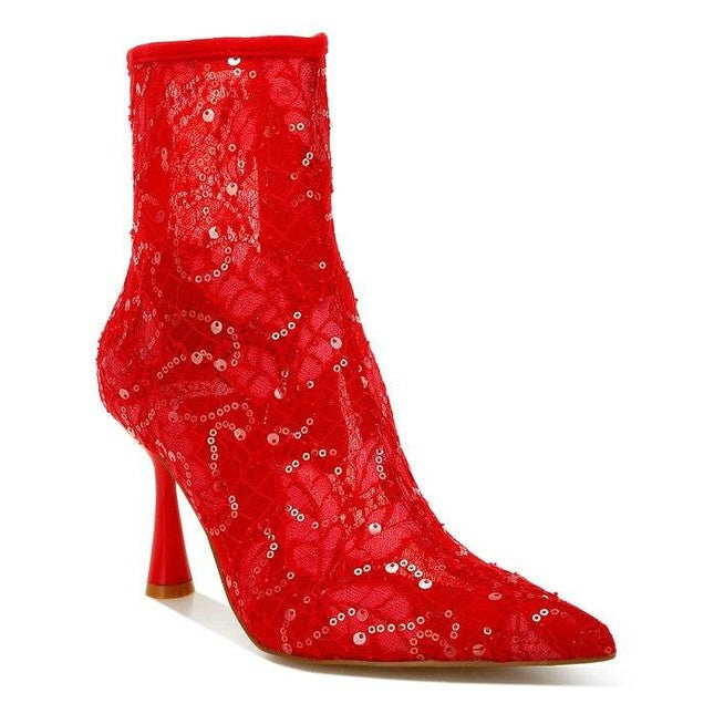 Samia Sequin Lace Boots - VacationGrabs