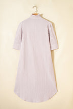Stripe Frilled Collar 3/4 Sleeve Maxi Dress
