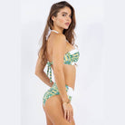 Two Piece Floral Prints Criss Cross Halter Bikini - VacationGrabs