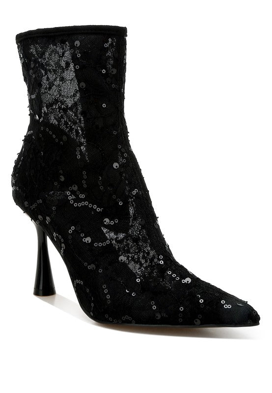 Women's Shoes - BootsSamia Sequin Lace Boots - VacationGrabs