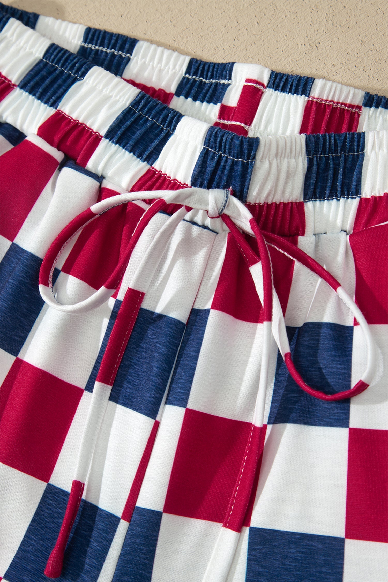 4th of July Checker High Waist Shorts