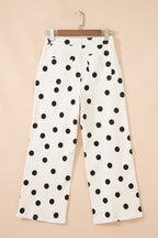 Polka Dot Wide Leg Ankle Length Jeans