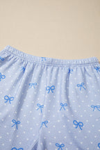 Polka Dot Heart Bow Top & Elastic Short Set