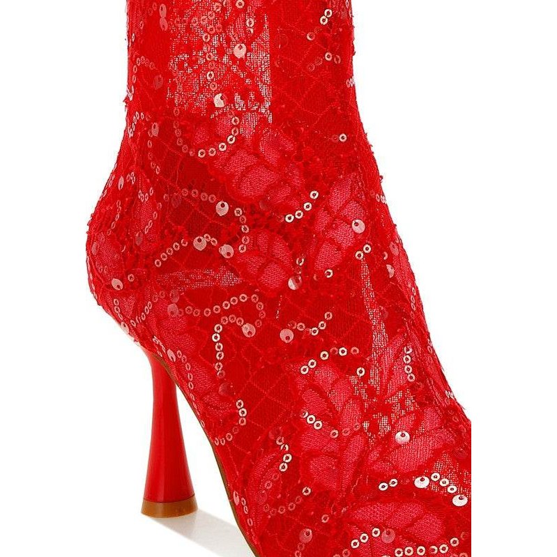 Samia Sequin Lace Boots - VacationGrabs