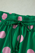 Polka Dot V-Neck Tee & Drawstring Shorts Set