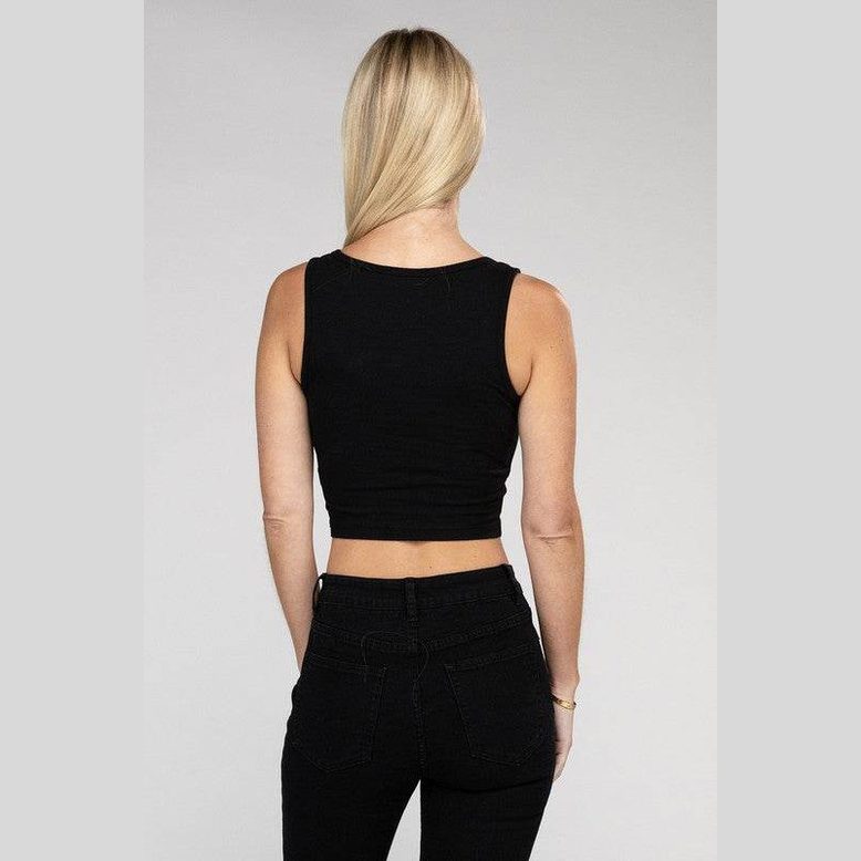Cotton Square Neck Cropped Cami Top - VacationGrabs