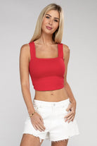 Women's Shirts - Cropped TopsCotton Square Neck Cropped Cami Top - VacationGrabs