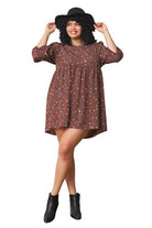 Abstract Polka Dot Bishop Sleeve Mini Dress - VacationGrabs