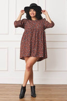 Abstract Polka Dot Bishop Sleeve Mini Dress - VacationGrabs