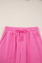 Solid Collared Top and Central Seam Pants Set