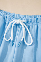 Solid V-Neck Tee and Drawstring Shorts Set