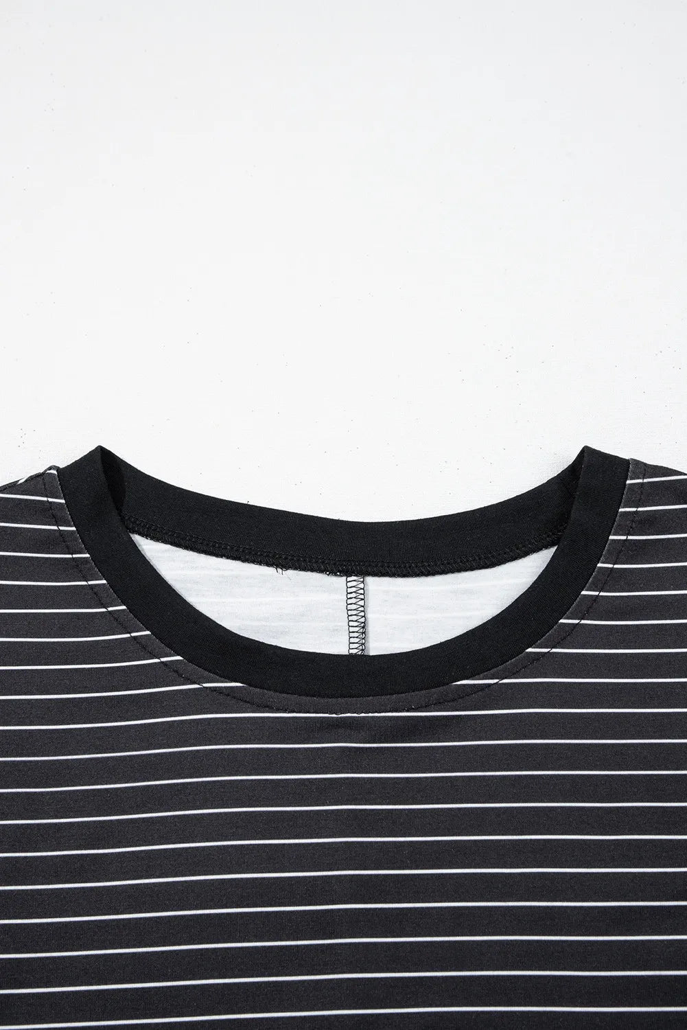 Green Stripe Ruffled Short Sleeve Crew Neck T Shirt Shift Mini Dress