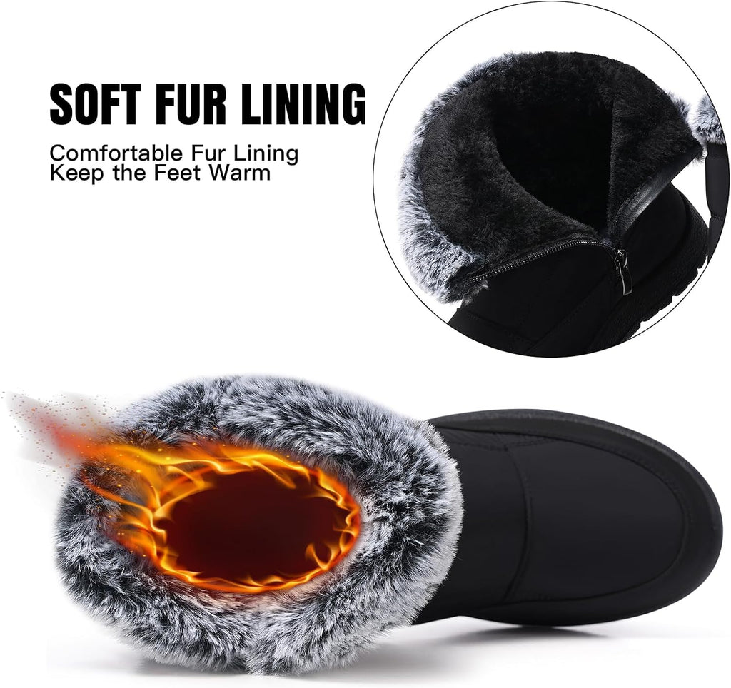 Women's Waterproof Faux Fur-Lined Snow Ankle Boots