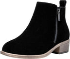 Women's Block Heel Ankle Boots with Inner Zip, Round Toe