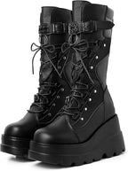 Holographic Platform Combat Boots for Women, Goth Style