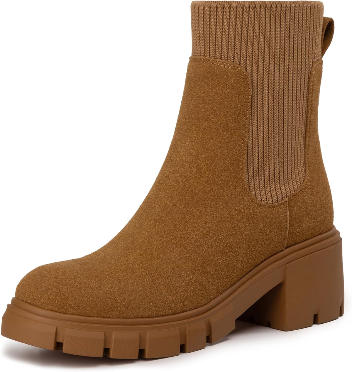 Women's Chunky Heel Platform Chelsea Ankle Boots