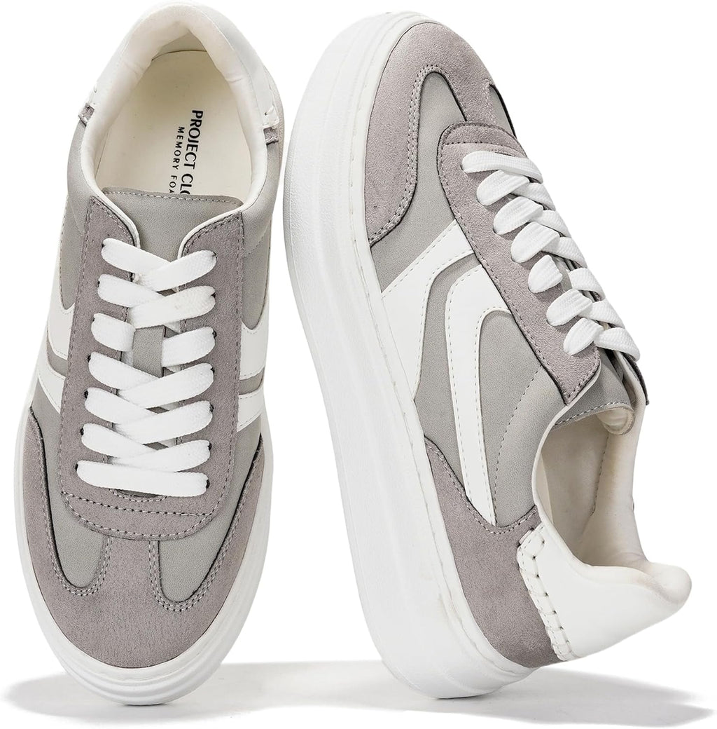 Women's Platform Sneakers with Memory Foam Insole, Lace-Up