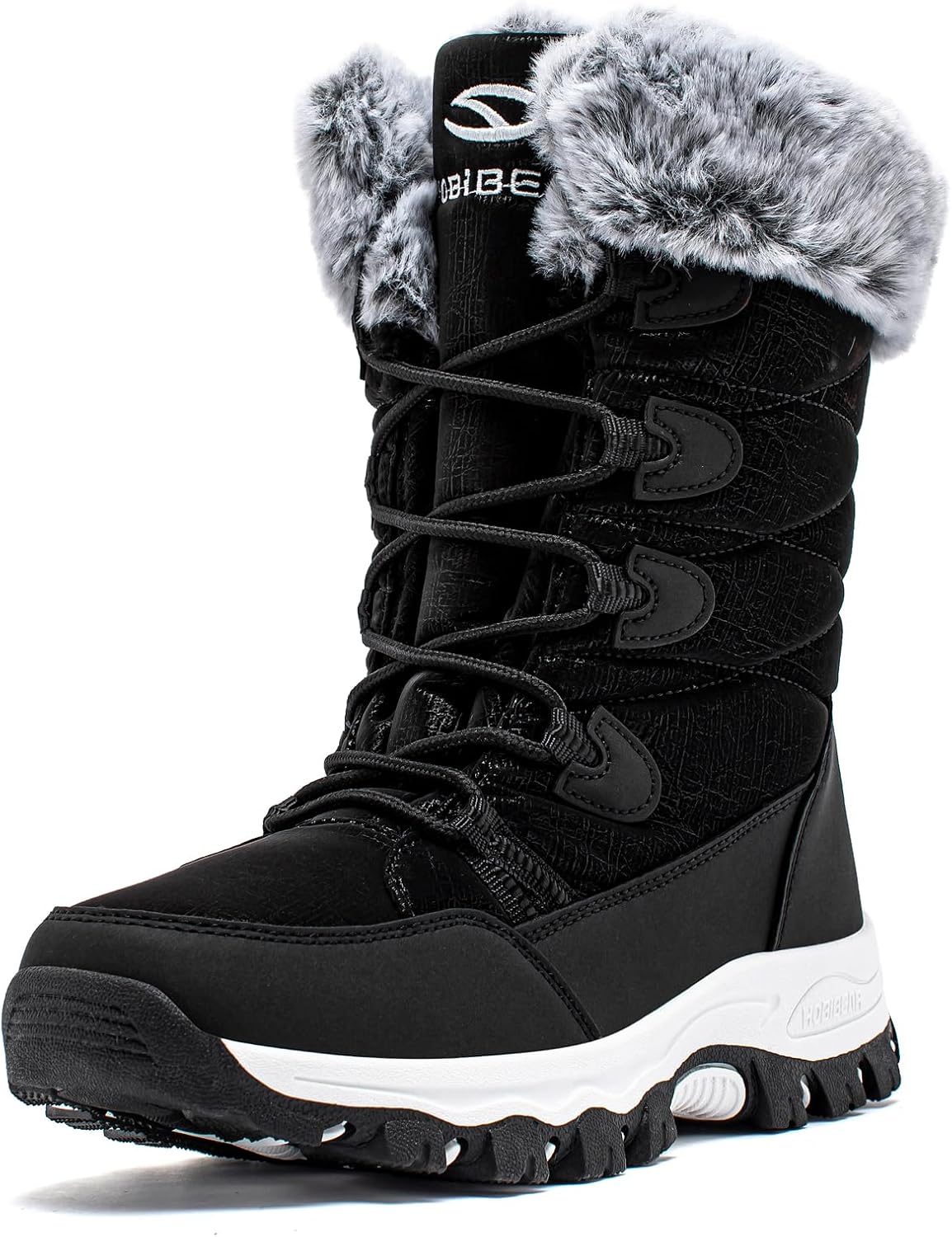 Women's Waterproof Mid-Calf Snow Boots with Faux Fur Collar
