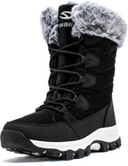 Women's Waterproof Mid-Calf Snow Boots with Faux Fur Collar