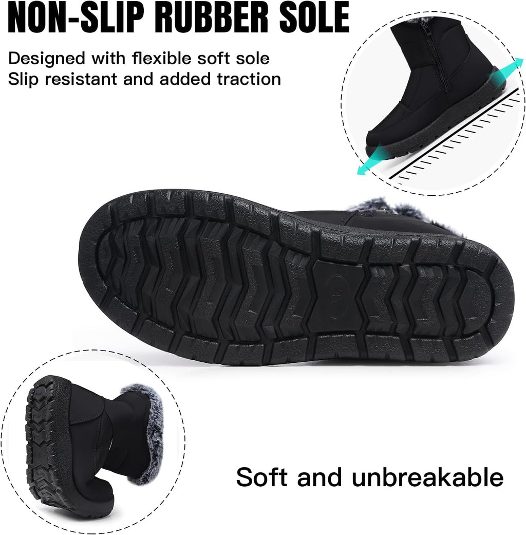 Women's Waterproof Faux Fur-Lined Snow Ankle Boots