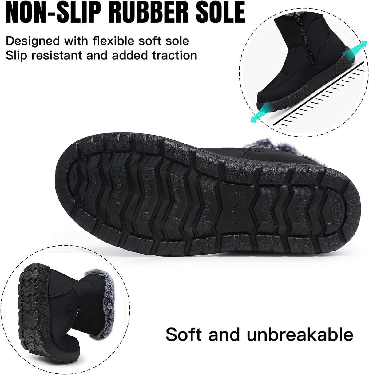 Women's Waterproof Faux Fur-Lined Snow Ankle Boots