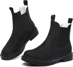 Women's Faux Fur Lined Chunky Chelsea Ankle Boots