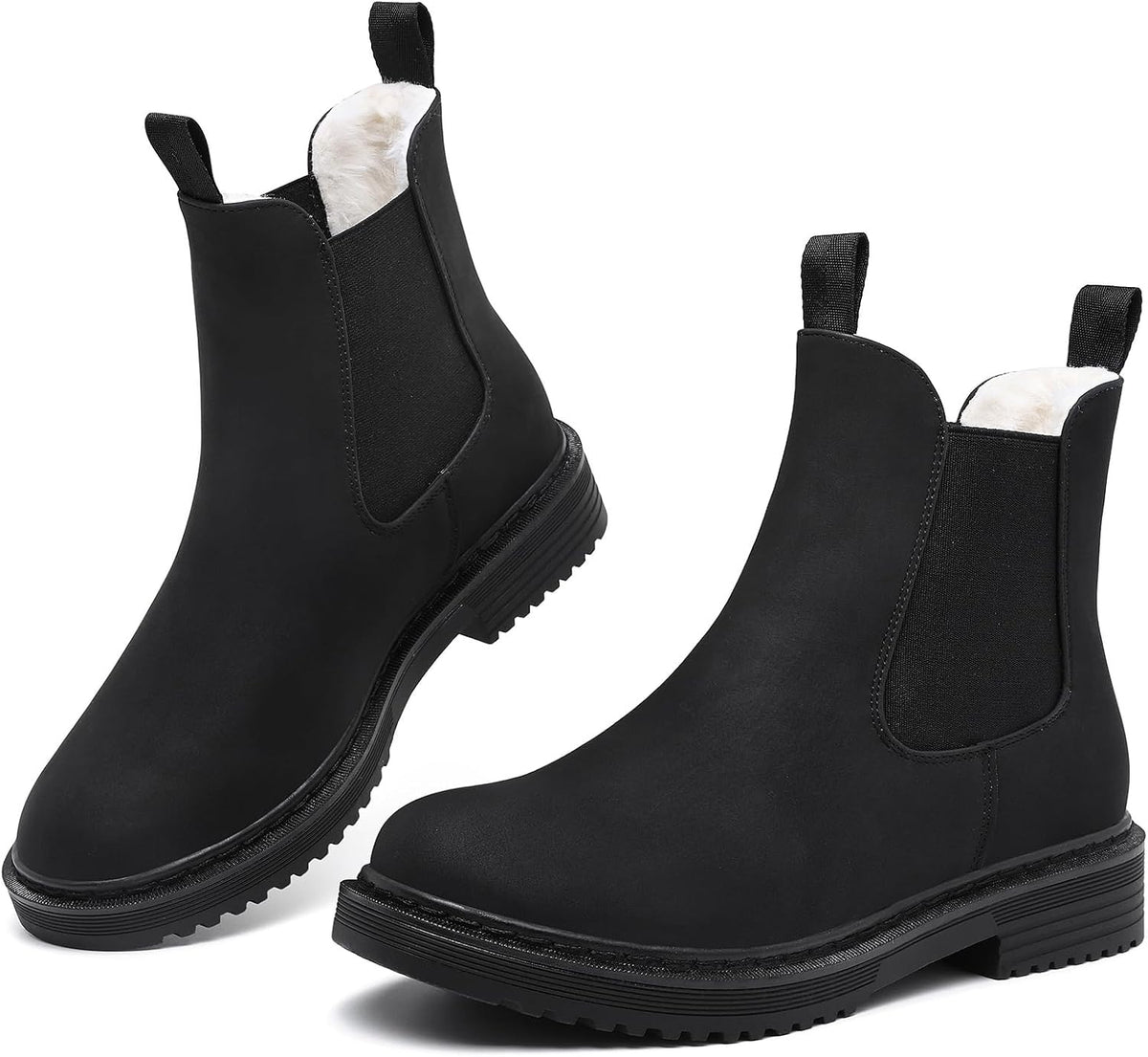 Women's Faux Fur Lined Chunky Chelsea Ankle Boots