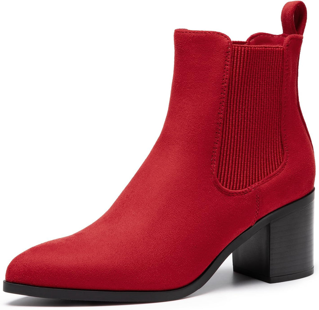 Women's Chunky Heel Ankle Chelsea Boots, Faux Suede