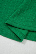 Cable Knit Textured V-Neck Short Sleeve T-Shirt
