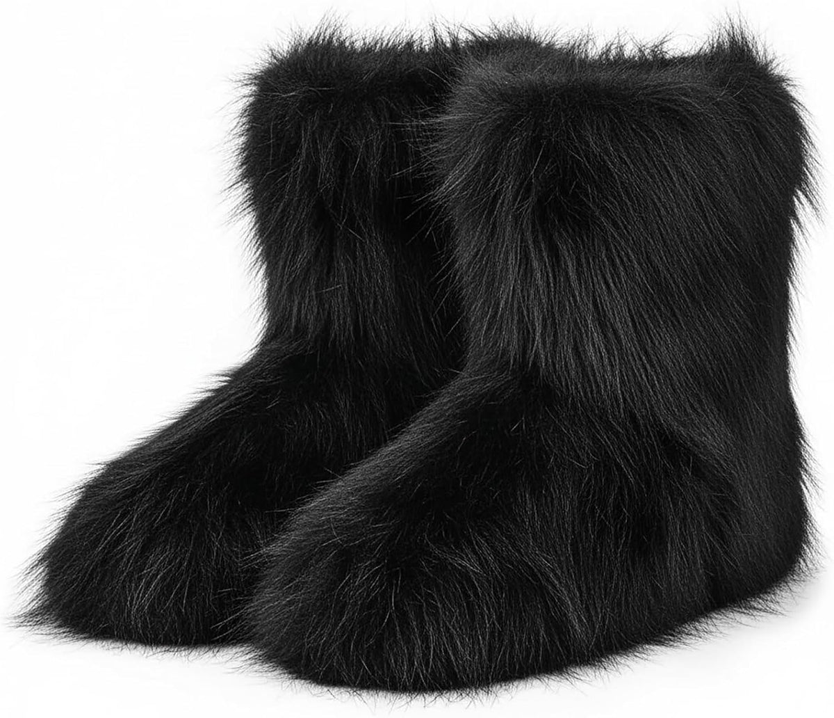 Women's Faux Fur Mid-Calf Snow Boots, Fuzzy Round Toe