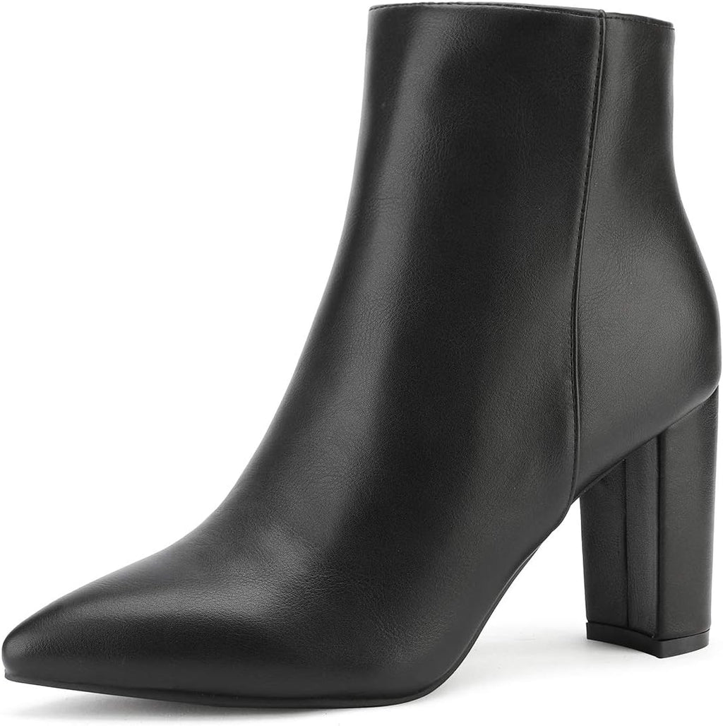 Women's Chunky Heel Ankle Boots with Faux Fur Lining