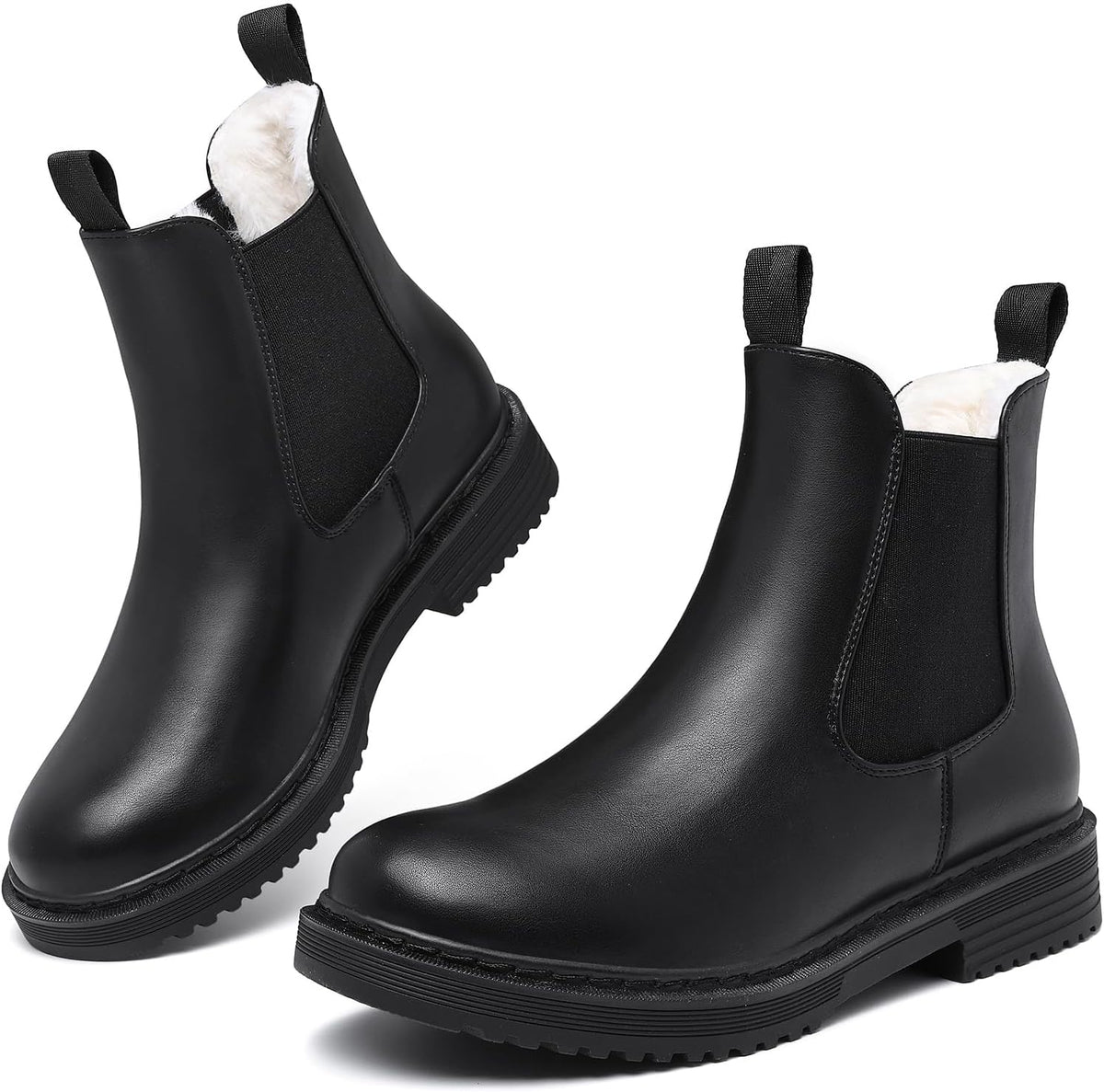 Women's Faux Fur Lined Chunky Chelsea Ankle Boots