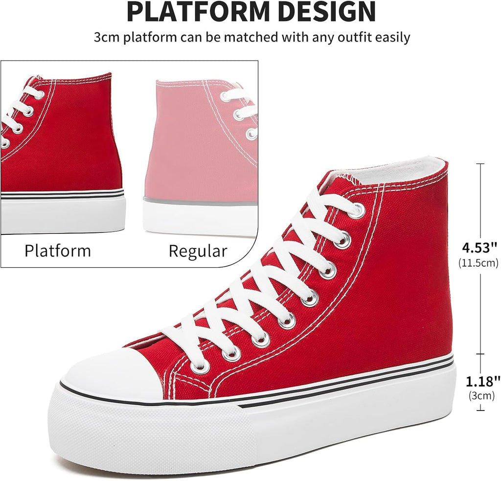 Women's White High Top Platform Canvas Sneakers