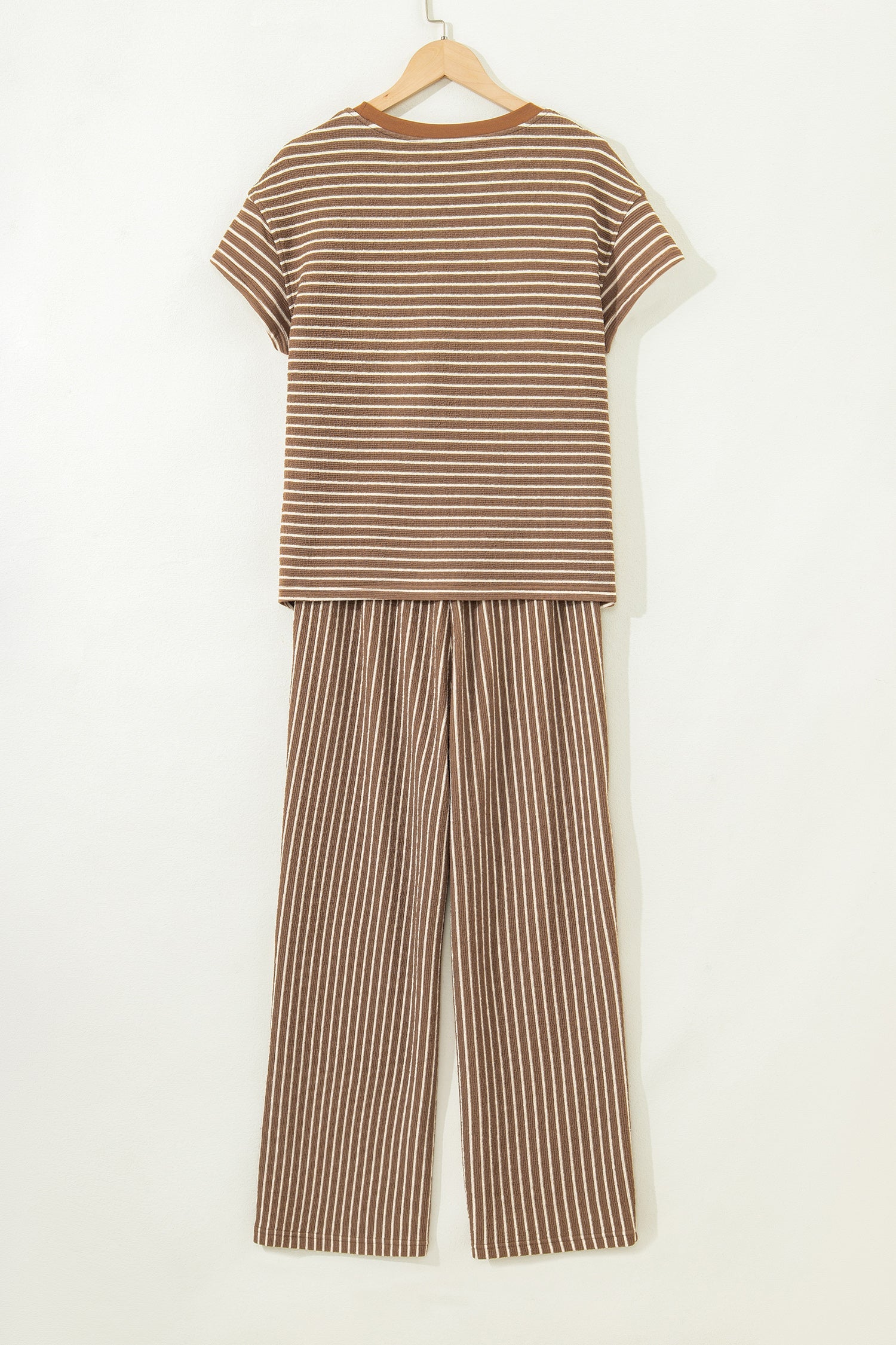 Stripe Crew Neck Tee and Drawstring Pants Set