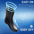 Women's Waterproof Mid-Calf Rain Boots, Quilted & Lightweight