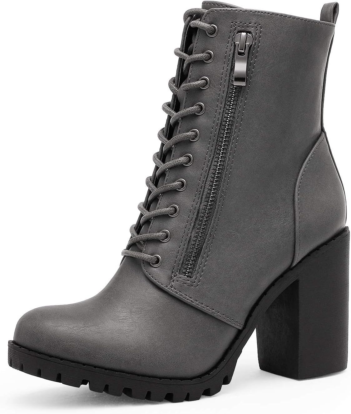 Women's Chunky Heel Lace-Up Combat Ankle Boots